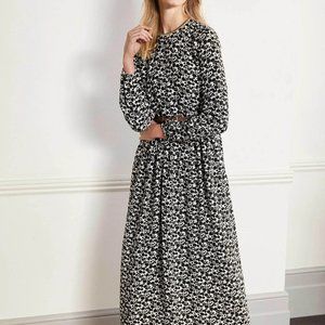 Black & White w/Colorful Trim Boden Maxi Floral Dress